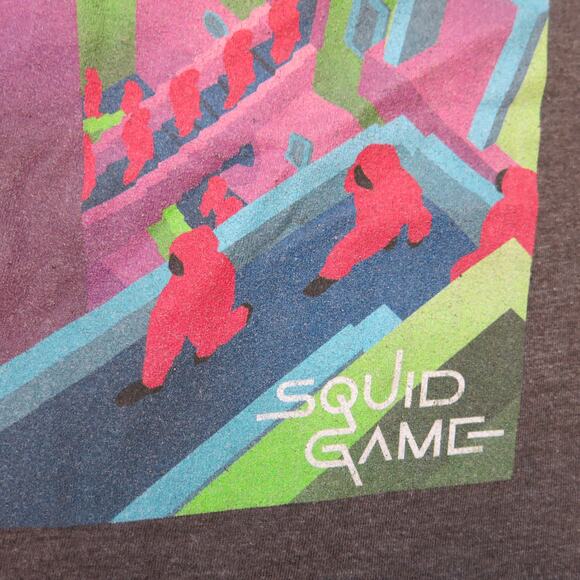 NETFLIX SQUID GAME T Shirt Size L Korean Drama Horror Sci Fi Gray Casual - Picture 3 of 7